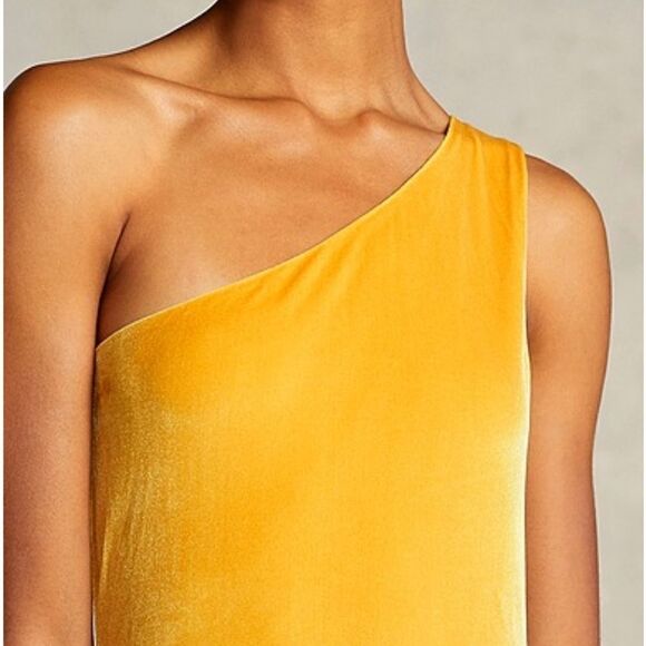 NWT Polo by Ralph Lauren Stretch Velvet One Shoulder Dress M - Picture 5 of 10
